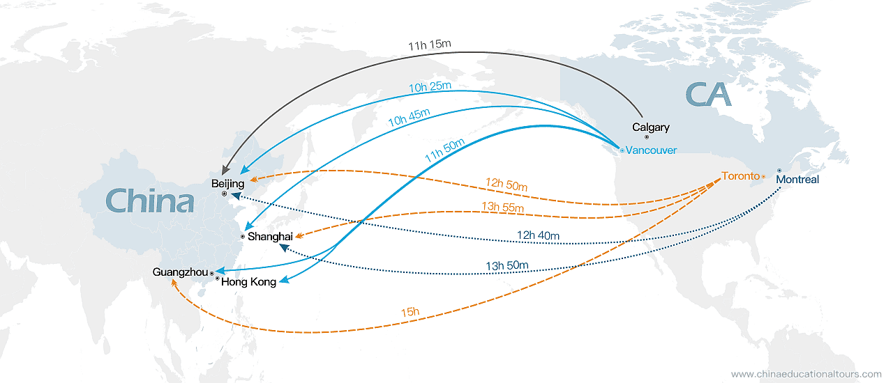 Flights from Canada to China