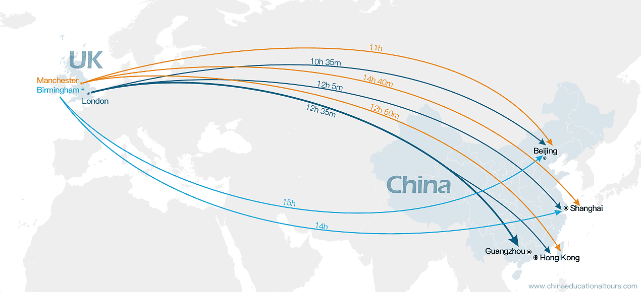 Flights from UK to China